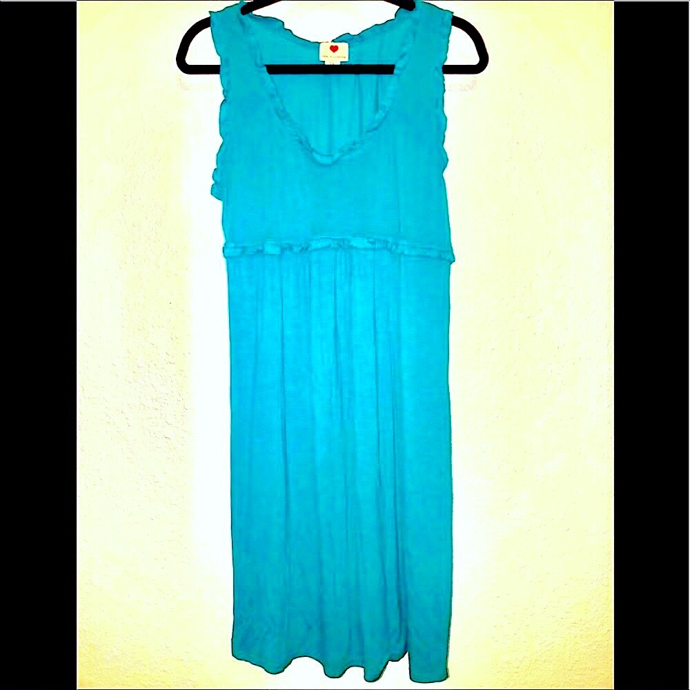 1X TURQUOISE RUFFLE DRESS SWIM COVER SLEEVELESS One Clothing  1st Pic true Color